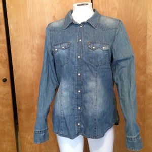 Acid wash jean button up